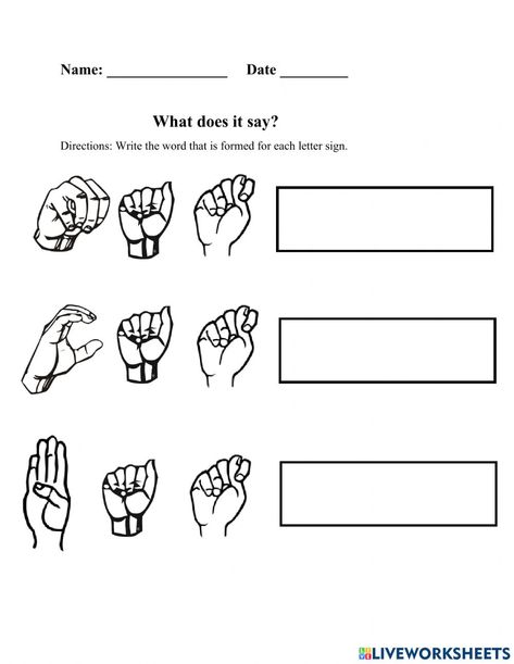 Sign Language Worksheets, Asl Worksheets, Asl Lessons, Sign Language Phrases, Preschool Mom, Language Worksheets, Preschool Age, American Sign Language, Summer Work