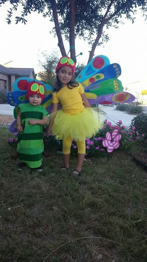 The Very Hungry Caterpillar and the Beautiful Butterfly DIY Halloween costumes Book Week Costume Ideas, Caterpillar Costume, Book Week Ideas, Book Character Day, Caterpillar Party, Character Day, Hungry Caterpillar Party, Diy Costumes Women, World Book Day Costumes