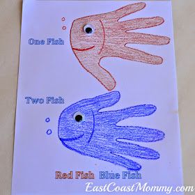 Handprint Fish, Summer Crafts For Toddlers, Number Crafts, March Crafts, Fish Activities, Seuss Crafts, Preschool Workbooks, Red Fish Blue Fish, One Fish Two Fish