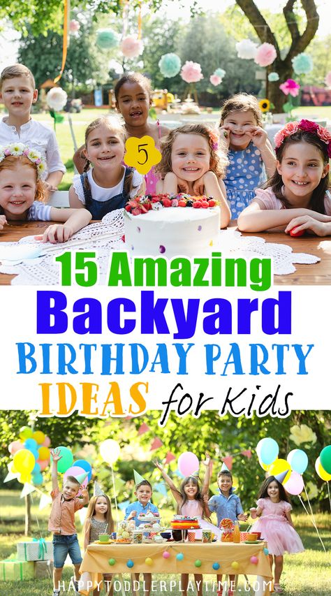 Kids Backyard Birthday Party Ideas, Backyard Birthday Party Activities, Easy Backyard Birthday Party Ideas, Simple Outdoor Birthday Party Ideas, Toddler Birthday Games Outdoor, Kids Party At Home Ideas, Boys Backyard Birthday Party, Things To Do At Kids Birthday Party, Outside Kids Birthday Party Ideas