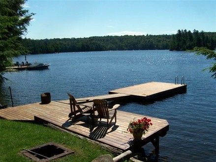 House Lake Forest, Lake House Dock, Lakefront Cottage, Lake Landscaping, Farm Pond, Lake Dock, House Lake, Lakefront Living, Forest Cottage