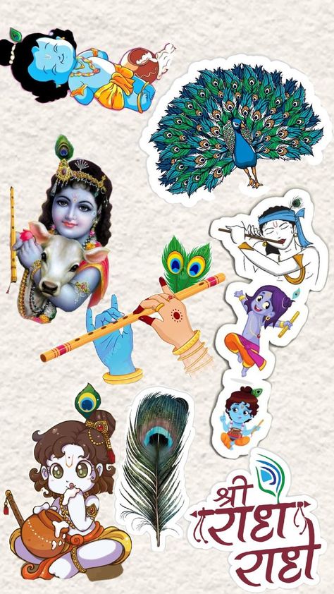 Krishna Sticker, Phone Covers Diy, Krishna Radha, Cartoon Stickers, Radha Krishna, Diy Canvas, Diy Canvas Art, Print Stickers, Baby Pictures