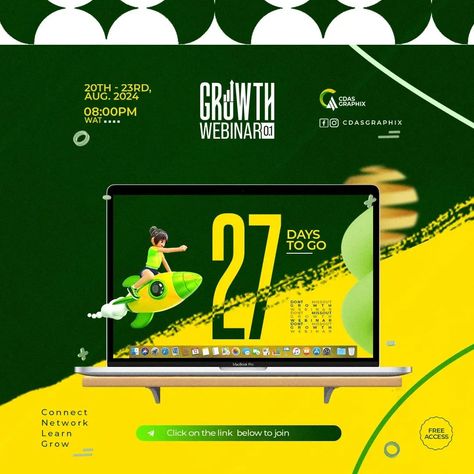 🌱 Growth Webinar Countdown: 27 Days to Go! 🌱 Hey everyone! Exciting news - we're gearing up for an incredible Growth Webinar that's just around the corner! Join us in 27 days as we dive deep into strategies and insights that will propel your personal and professional growth. 🚀 Mark your calendars, set those reminders, and get ready to learn, network, and grow together. Stay tuned for more details coming your way soon! #GrowthWebinar #PersonalDevelopment #cdasgraphix #ProfessionalGrowth #Co... New Week New Goals, Creative Games, Social Media Growth, Social Media Games, Professional Growth, Free Learning, Immersive Experience, Exciting News, Content Creators