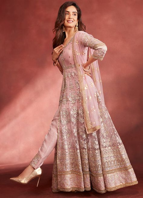 New Arrivals | Anarkali, Salwar Suits and More | Lashkaraa – Page 33 Indian Wedding Outfits Guest For Women, Pink Indian Dress, Bridal Anarkali Suits, Indian Suits For Women, Bridal Anarkali, Pink Anarkali, Desi Dress, Designer Anarkali Suits, Anarkali Dress Pattern