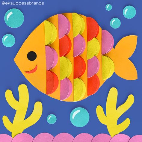 Construction Paper Fish Craft, Fish Construction Paper Craft, Fish Art And Craft, Paper Fish Craft For Kids, Crafts With Construction Paper, Fish Crafts For Kids, Construction Paper Crafts For Kids, Fish Paper Craft, Construction Paper Art