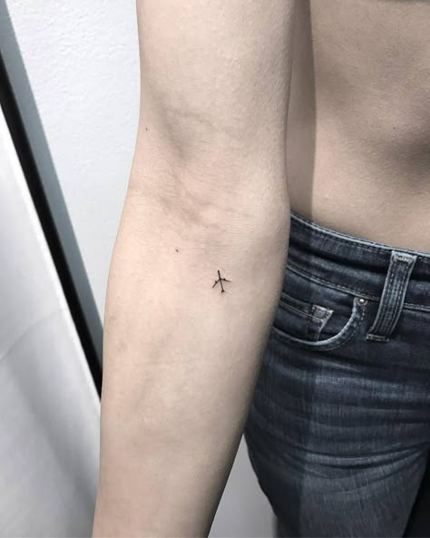 Tiny airplane tattoo on the right inner forearm. Minimalist Tattoo Meaning, Airplane Tattoo, Typography Tattoo, Airplane Tattoos, Petit Tattoo, Tattoo Trend, Delicate Tattoo, Most Popular Tattoos, Tiny Tattoo