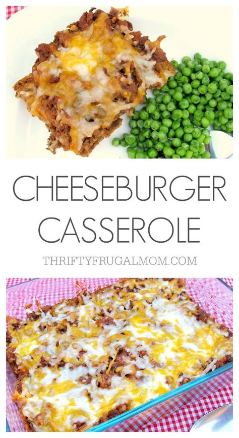 Cheeseburger Casserole - Thrifty Frugal Mom Cheap Casseroles, Cheap Casserole Recipes, Cheeseburger Casserole Recipe, Quick Cheap Meals, Large Family Meals, Cheeseburger Casserole, Frugal Mom, Large Families, Cheap Dinner Recipes