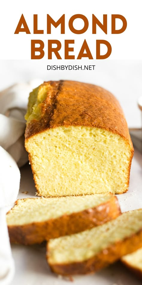 A sliced loaf of almond flour bread on parchment-lined wooden board. Bread Recipes Gluten Free, Paleo Bread Recipe, Gluten Free Bread Recipes, Bread For Breakfast, Almond Flour Bread, Almond Bread, Bread Quick, Flour Bread, Gluten Free Recipes Bread