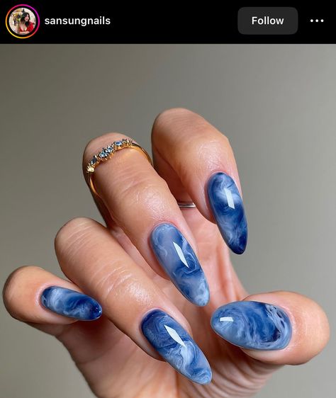 Manicure Aesthetic, Beach Themed Nails, Dragon Nails, Unghie Sfumate, Marble Nail Designs, Nagellack Trends, Quartz Nail, Her Nails, Blue Nail Designs