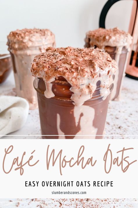 Café Mocha Overnight Oats are dessert for breakfast! This easy step-by-step recipe for a coffee and chocolate treat is not only decadent, but healthy! Make it Sunday night and enjoy the whole week. This simple make-ahead oatmeal is an awesome recipe if you have a sweet tooth! Over Night Oatmeal, Mocha Overnight Oats, Make Ahead Oatmeal, Nutella Coffee, Easy Overnight Oats, Dessert For Breakfast, Café Mocha, Overnight Oatmeal, Overnight Oats Recipe