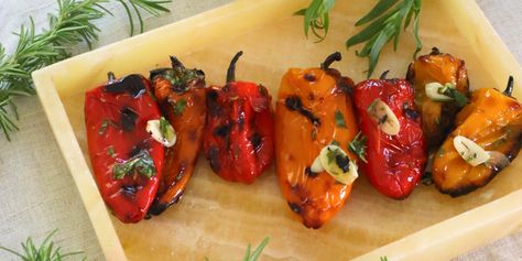 Grilled and Marinated Sweet Mini Peppers Pepper Rings, Mini Peppers, Olive Oil Recipes, Grilled Peppers, Salad Toppers, Stuffed Mini Peppers, Sweet Pepper, Sweet Peppers, Cherry Tart