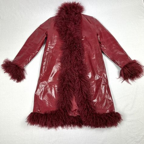 👽 Afghan penny lane coat vintage in genuine shiny... - Depop Goth Wardrobe, Mongolian Lamb, Penny Lane Coat, Coat Vintage, Penny Lane, Red Coat, Red Burgundy, Burgundy Red, Long Coat