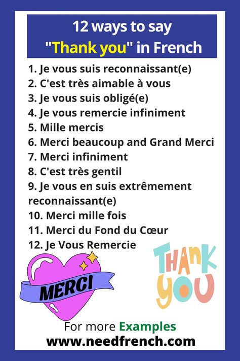 Saying “thank you” is an important part of French culture and daily interactions. While “merci” is the most common way to express gratitude, there are many other French phrases that can be used to convey thanks in different contexts and with different levels of formality. Exploring some of these alternatives is a great way to add variety and color to your French vocabulary. French Conversation Dialogue, Common French Phrases, French Sayings, Advanced French, French Language Basics, Useful French Phrases, Speaking French, French Classes, French Practice