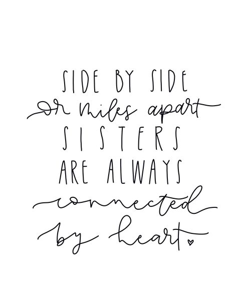 Always connected at heart ♥️ sisters are the best gift ever. . . #sisters #sisterquotes #quotes #lettered #modernlettering #moderncaligraphy #handletteredquotes #quoteoftheday #inspirationalquotes Short Sister Quotes Tattoos, Long Lost Sister Quotes, Small Quotes For Sister, Quotes Aesthetic For Sisters, 3 Sister Quotes, Three Sister Quotes, Small Sister Quotes, Sisters Calligraphy, Sister Best Friend Quotes