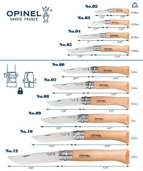 A guide to Opinel sizes - OPINEL USA Opinel Knives, Garden Knife, Opinel Knife, Tool Belt Pouch, Camping Kit, Leather Lanyard, Utility Knives, Edc Knife, Tool Belt