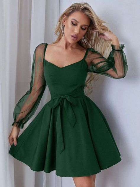 Green Dress For Wedding, Hoco Dresses Green, Green Dress Outfit, Hoco Dresses Flowy, Green Wedding Dresses, Dress For Wedding, Posh Style, Perfect Prom Dress, Shein Dress