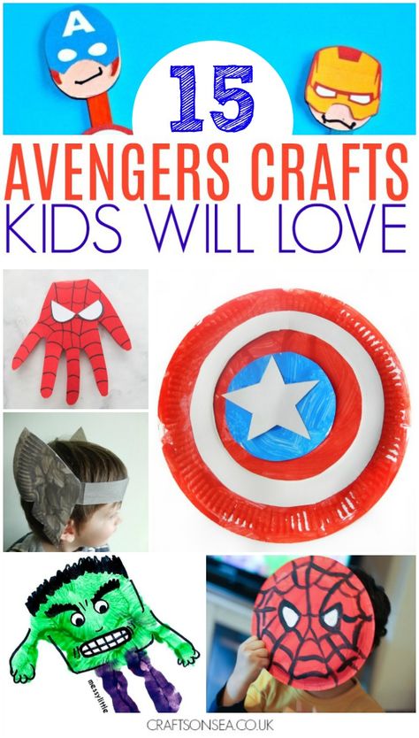 Want some fun Avengers crafts for kids that they can make themselves? We've got 15 awesome ideas they'll love with DIY's inspired by Ironman, Spiderman, Captain America and Hulk - plus a couple of Baby Groot crafts because I couldn't resist them! #avengers #kidscraft Marvel Crafts For Kids, Marvel Crafts, Spiderman Craft, Avengers Crafts, Spiderman Captain America, Hero Crafts, Ironman Spiderman, Avengers Theme, Scarlet Heart Ryeo