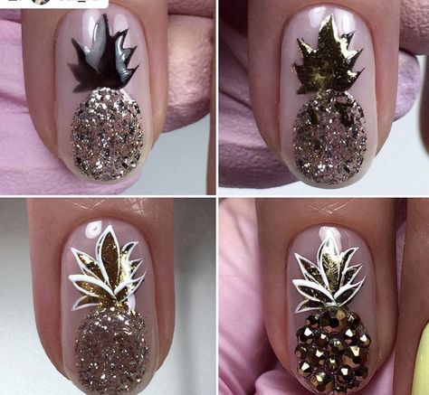 Pineapple Nail Art, Pineapple Nails, Nail Art Tutorials, Modern Nails, Flower Nail Designs, Kandy, Gel Nail Designs, Nail Art Tutorial, Gel Nail Art