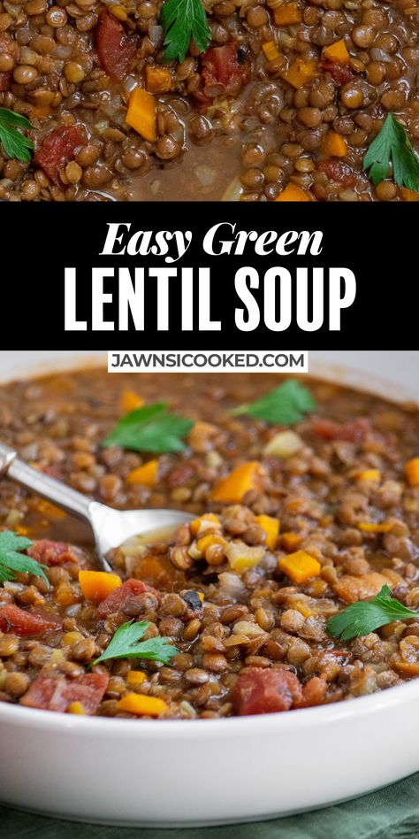 French Green Lentil Soup, Lentil Soup Green Lentils, Green Lintel Recipes, Green Lentil Soup Instant Pot, Easy Green Lentil Soup, Easy Green Lentil Recipes, Lentil Stew Recipes Slow Cooker, Green Lentil Recipes Indian, Green Lentil Recipes Soups