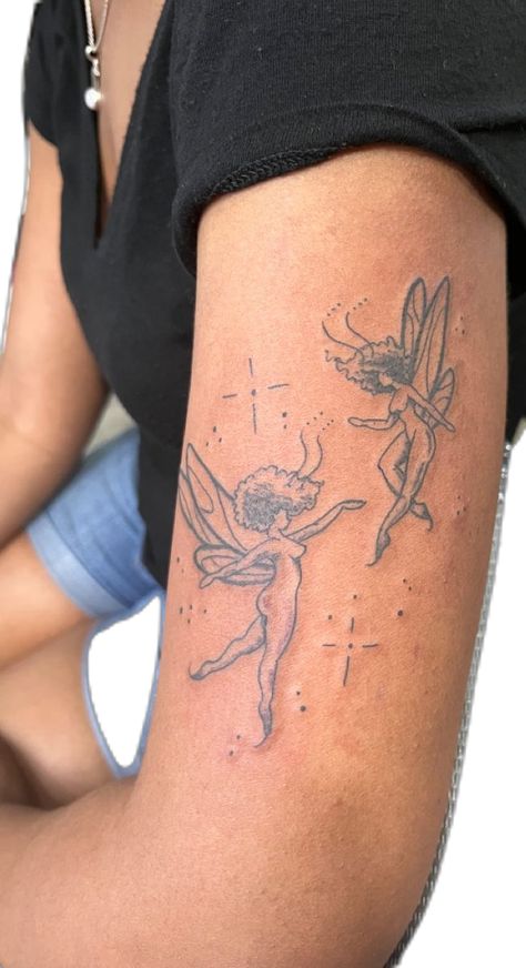 Fairy Tattoos, Cute Thigh Tattoos, Earthy Tattoos, Tattoos For Women Half Sleeve, Black Fairy, Tattoos For Black Skin, Pretty Tattoos For Women, Dope Tattoos For Women, Shoulder Tattoos For Women