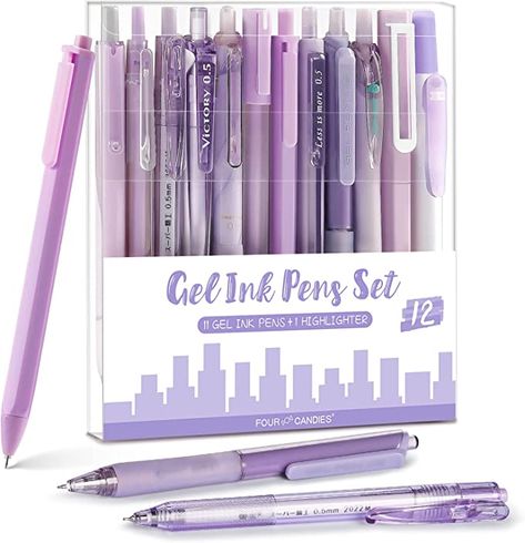 - Black Ink Pens 1Pack Highlighter for Writing, Retractable 0.5mm Fine Point Gel Pens, Cute Note Taking Pens for School Office (Purple) Note Taking Pens, Pens For School, Purple Pen, Gel Pens Coloring, Cute Note, Cute Pencil Case, Fine Point Pens, Gel Pens Set, Gel Ink Pens