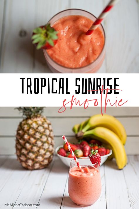 Tropical Sunrise Smoothie, another name for this perfect blend of fruits that create a refreshing tropical taste experience! Lush Desserts, Sunrise Smoothie, Easy Healthy Smoothie Recipes, Tropical Smoothie Cafe, Easy Healthy Smoothies, Tropical Smoothie, Delish Recipes, Healthy Eating For Kids, Food Group