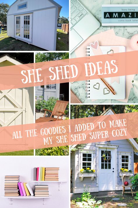 Cozy she sheds and cottages used for home offices, yoga and art studios. She Shed Seating Ideas, She Shed Interior Ideas Decor, Shed House Interior Ideas, Small She Shed Interiors, Inside She Shed Ideas, Small She Shed, Shed House Interior, She Shed Interior Ideas, She Shed Ideas