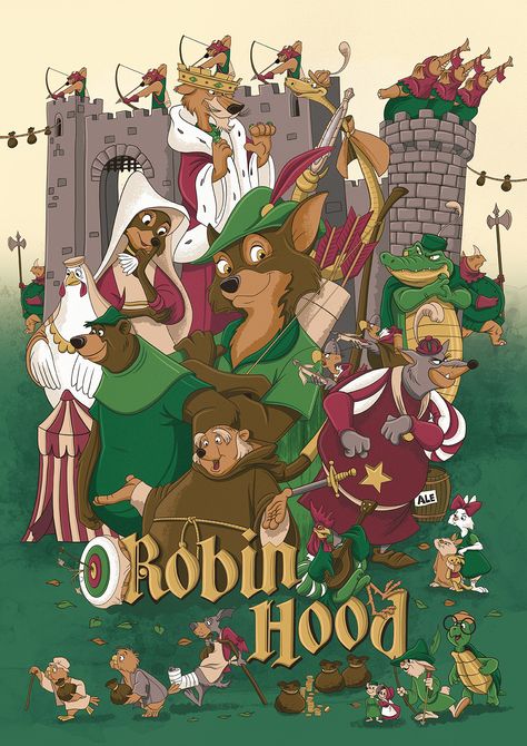 Will Scarlet Robin Hood, Robin Hood Poster, Robin Hood Cartoon, Movies Animated, Disney Robin Hood, Hood Wallpapers, Castle Illustration, Robin Hood Disney, Pro Create