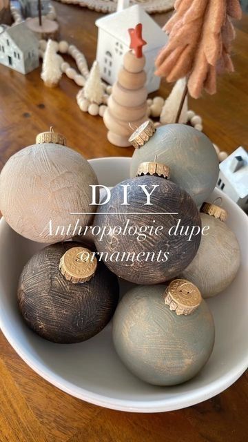 Paint Christmas Ornaments Diy, Distressed Christmas Ornaments, Chalk Paint Christmas Ornaments, Crate And Barrel Ornaments, Diy Textured Christmas Balls, Spray Painted Ornaments, Diy Baking Soda Ornaments, Diy Mercury Glass Plastic Ornaments, Repainting Christmas Ornaments