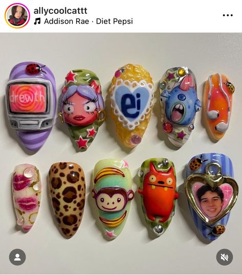 Lexi Nails, Emergency Intercom, Retro Nails, Crazy Nails, Pretty Gel Nails, Really Cute Nails, Nails Only, Nails Makeup, Press Ons