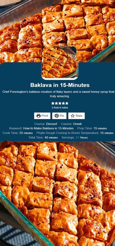 Easy Baklava Recipe, Easy Baklava, Baklava Recipe Easy, Butter Syrup, Baklava Recipe, Greek Sweets, Potluck Party, Honey Sauce, Phyllo Dough