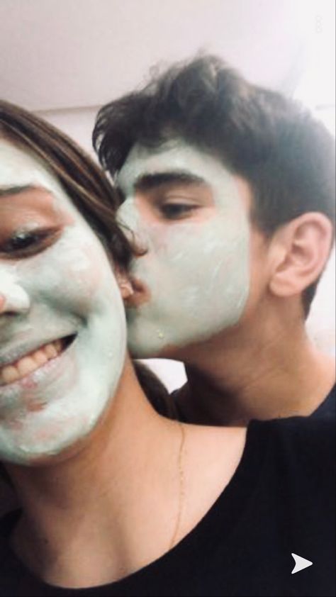 Cute, couples, relationship, green face mask, couples activity, night in, fun, netflix, teens Couple Facial Mask Aesthetic, Facial Mask Aesthetic, Face Mask Boy, Couple Face Mask, Couples Activity, Green Face Mask, Mask Aesthetic, Couple Activities, Teenage Boys