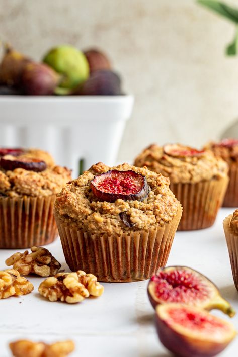 Plant-Based Fresh Fig Muffins are healthy treats that feature delicious fresh figs. These healthy muffins are vegan, gluten-free and fruit-sweetened! Healthy Sweet Potato Muffins, Fig Muffins, Dried Fig Recipes, Apple Muffins Healthy, Microgreens Recipe, Blueberry Oatmeal Muffins, Healthy Muffin, Pumpkin Muffins Easy, Pecan Muffins