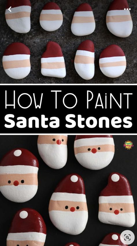 Santa Painted Rocks, Santa Stones, Paint Santa, Paint Rocks, Seashell Painting, Christmas Rock, Painted Shells, Paint Rock, Christmas Nativity