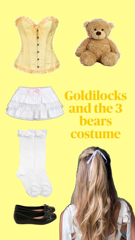 Cute Halloween costume inspo Goldilocks And Bear Costume, Goldilocks Halloween Costume, Warm Costume Ideas, Goldilocks Costume, Goldilocks And The 3 Bears, Bear Halloween Costume, Warm Halloween Costumes, Corset Halloween Costumes, Halloween Costume Cute