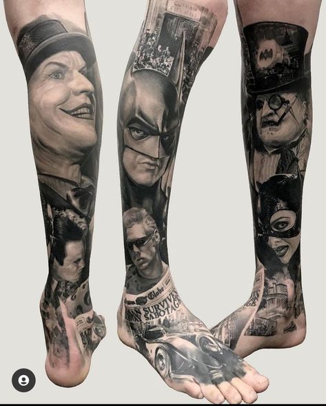 Pho Tattoo, Batman Tattoo Sleeve, Joker Tattoos, Tattoo Perna, Joker Tattoo Design, Batman Tattoo, Movie Tattoo, Chicano Style Tattoo, Graffiti Tattoo