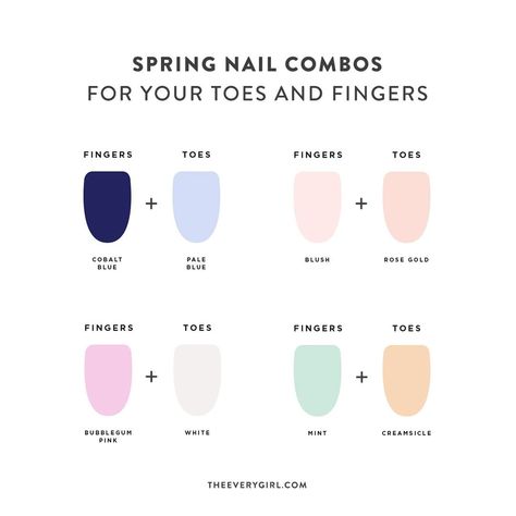 Mani Pedi Color Combos, Mani Pedi Combos, Nail Polish Combinations, Spring Pedicure, Nail Combos, Nail Color Combos, Fun Nail Colors, Toe Nail Color, Pick A Color