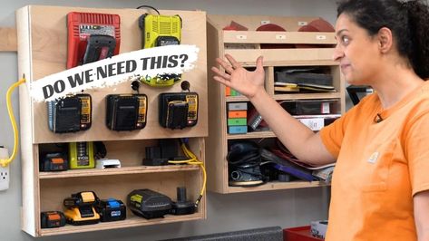 DIY Battery Charging Station Charging Station Cabinet, Charging Station Ideas, Battery Charging Station, Magnetic Latch, Wood Repair, Dust Extractor, Pocket Hole Screws, Pallet Outdoor, Cord Organization