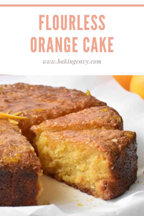 This flourless orange cake is moist, tender, and absolutely bursting with orange flavour. This cake uses two whole oranges (peel and all!) for a really intense citrus flavour. #specialtydessert #easyflourlesscakerecipe #easydessertrecipe #flourlessorangecakerecipe #flourlessorangecake Flourless Orange Cake, Flourless Cake Recipes, Glutenfri Baking, Orange And Almond Cake, Gluten Free Cake Recipe, Flourless Cake, Orange Cake Recipe, Slow Cooker Desserts, Almond Flour Recipes