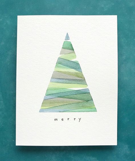 Painted Christmas Cards, Watercolor Christmas Tree, Diy Tree, Christmas Card Art, Cat Air, 카드 디자인, Watercolor Christmas Cards, Christmas Card Crafts, Navidad Diy