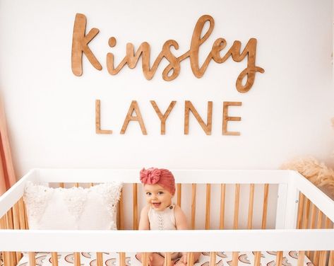 Custom Wood Name Sign for Nursery or Kids Room - First & Middle Name Script + Block Font with Optional Stained, Painted or Natural Finish. Name Sign For Nursery, Block Font, Wood Name Sign, Wood Names, Wooden Name Signs, Baby Name Signs, Middle Name, Nursery Name