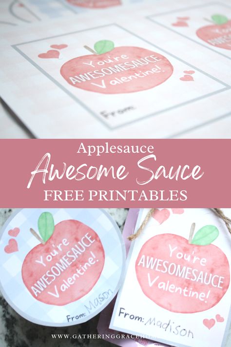 Pouch Valentine Printable, Awesome Sauce Valentine Printable Free, Apple Sauce Valentines For Kids, Apple Sauce Valentine Printable Free, Apple Sauce Pouch Valentines, Applesauce Valentines Day Free Printable, Applesauce Valentines Ideas, Valentines Sayings For Kids, Applesauce Pouch Valentines