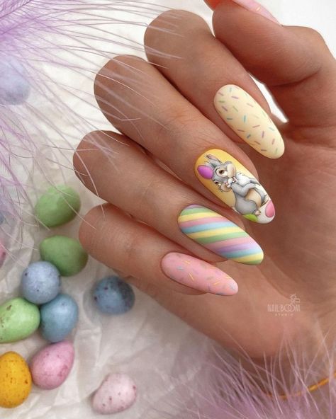 Easter Color Nails, Easy Nail Polish Designs, Easter Nails Design Spring, Easter Nail Art Designs, Easter Nail, Bunny Nails, Easter Nail Designs, 2024 Nails, Easter Nail Art