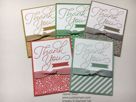 Thank You So Very Much “In Colors” | Just Stampin' Mary Fish, Stampin Pretty, Thank You Note Cards, Making Cards, Stamping Up Cards, Get Well Cards, Card Tutorials, Pretty Cards, Card Kit