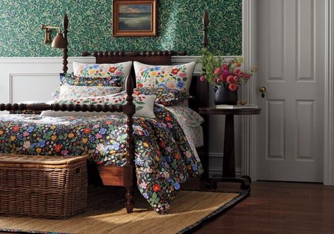 Rifle Paper Co. And The Company Store Just Dropped A Colorful New Collection Of Bedding And Loungewear Company Store Duvet Covers, Floral Bed Sheets Linen, College Bedding, Black Duvet Cover, Top Of Bed, Room Of One's Own, Decorative Lumbar Pillows, The Company Store, Fitted Bed Sheets