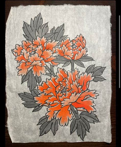 Scientific Drawing, Japanese Flower Tattoo, Peony Tattoo, Paper Art Design, Peony Painting, Peonies Tattoo, Japanese Artwork, Japan Tattoo, Red Peonies