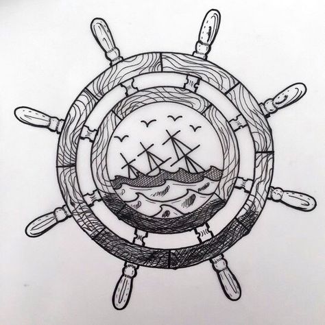 Helm Tattoo Design, Ship Helm Tattoo, Navigator Drawing, Rudder Tattoo, Helm Tattoo, Ship Wheel Tattoo, Stay True Tattoo, Cover Up Tattoos For Men, Wheel Tattoo