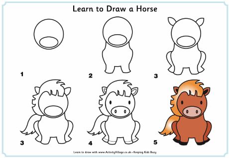 Learn to Draw a Horse Ako Kresliť, Draw A Horse, Easy Animal Drawings, Directed Drawing, Easy Animals, Drawing Step, Horse Pony, Step Drawing, Dibujos Cute