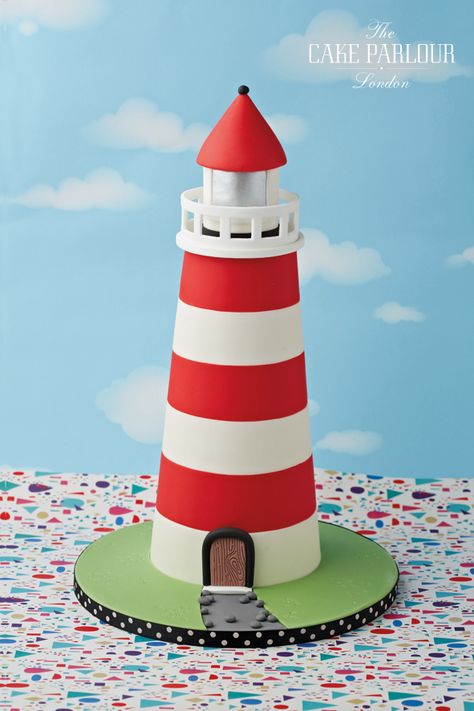 Lighthouse Cake Lighthouse Cake Ideas, Seaside Cake, Celebration Cakes Birthday, Lighthouse Cake, Marine Cake, Island Cake, Cakes To Make, Nautical Cake, Classy Baby Shower