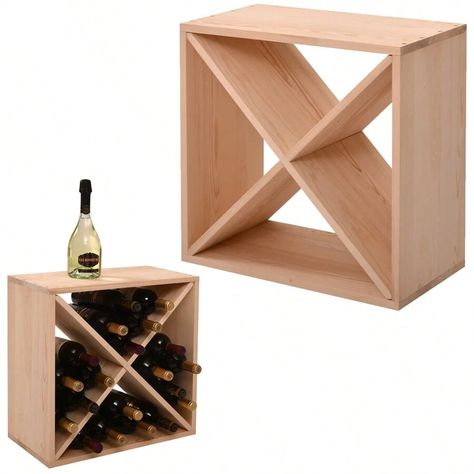 24 Bottle Stackable Wine Rack, Wooden Wine Holder, Freestanding Tabletop Wine Storage Cube Cabinet With Wine Bottle Tags For Home Kitchen, Natural | SHEIN USA Wooden Wine Holder, Stackable Wine Racks, Wood Wine Rack, Table Top Wine Rack, Wine Bottle Tags, Wooden Wine Rack, Inside Cabinets, Wine Bottle Rack, Wood Wine Racks